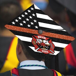 Custom Firefighter Graduation Cap Topper, Firefighter Grad Cap ...