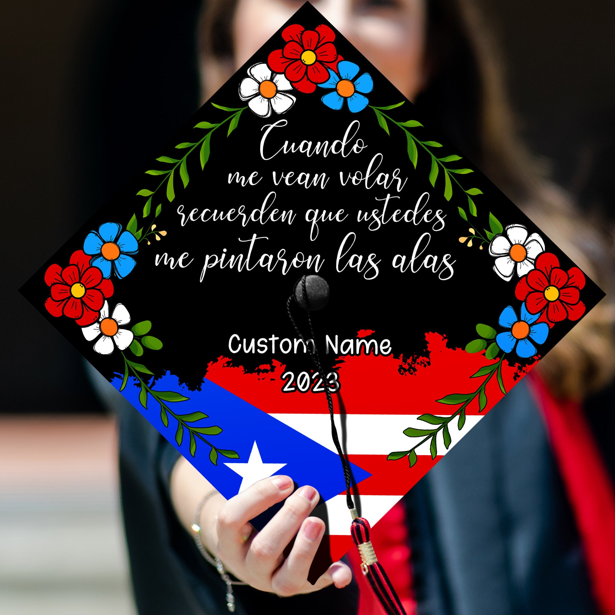 Personalized Latin Graduation Cap Topper Puerto Rico Grad Cap