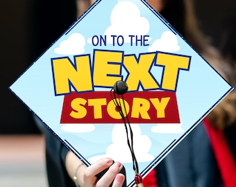 Printed Toy Story Graduation Cap Topper, Disney Pixar Inspired Grad Cap Topper, Custom Graduation Decoration, Class of 2024