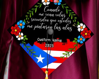 Personalized Latin Graduation Cap Topper Puerto Rico Grad Cap