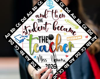 Printed Future Teacher Grad Cap Topper, Personalized Graduation Decoration, Teacher Student School Graduation, Teacher Appreciation 2026