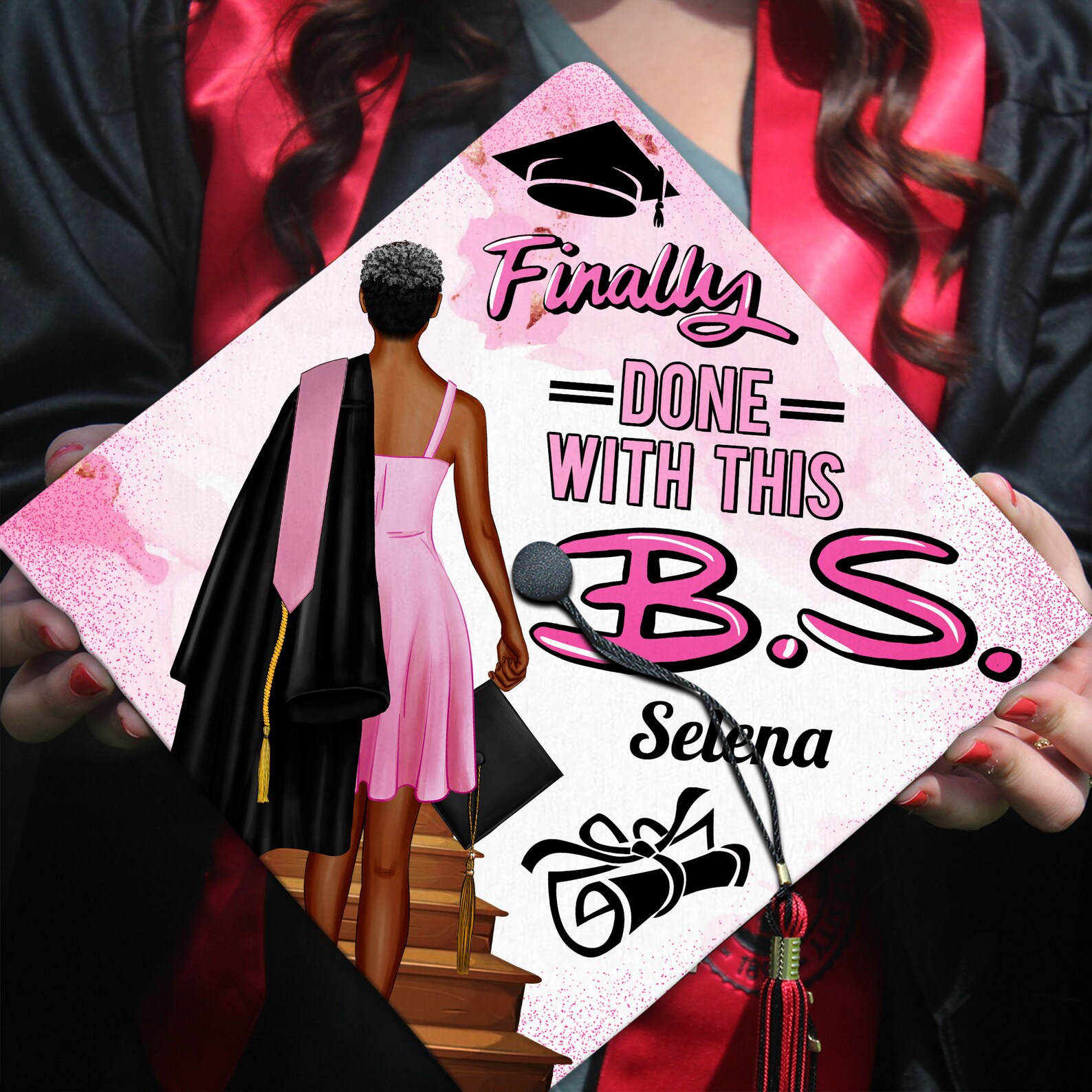 Finally Done With This B.S. Personalized Graduation Cap, Black Queen ...