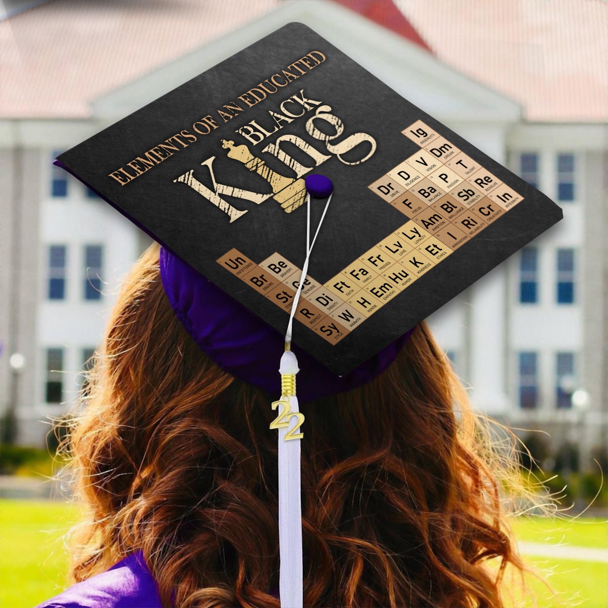 Elements of an Educated Black King Graduation Cap Topper, Black Queen ...