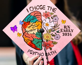 I Chose The Psycho Path Graduation Cap Topper, Customized Psychology Cap Decoration To Honor Your Hard Work, Class of 2024