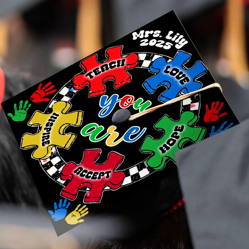 Custom Special Teacher Graduation Cap Topper, Personalized Autism ...