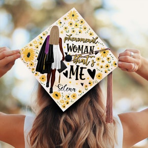 Phenomenal Woman That's Me, Black Queen Graduation Cap Topper, Personalized Graduation Decoration, Class of 2024