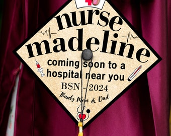 Nurse Graduation Cap, Nursing Personalized Grad Cap Topper, Future Registered Nurse RN Gift, Graduation Decoration, Class of 2024