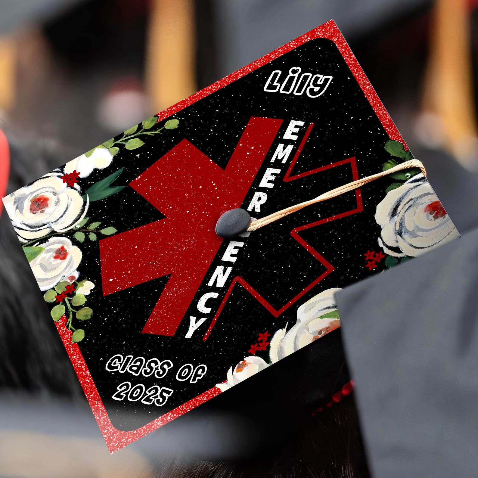 Personalized Emergency Nurse Graduation Cap, Emergency Graduation ...