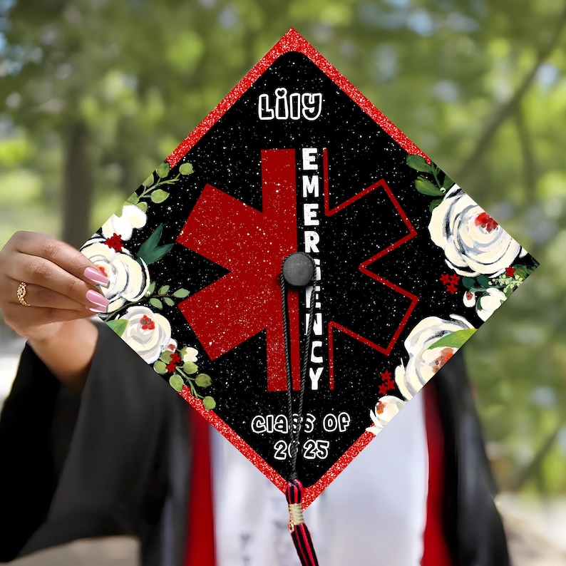 Personalized Emergency Nurse Graduation Cap, Emergency Graduation ...