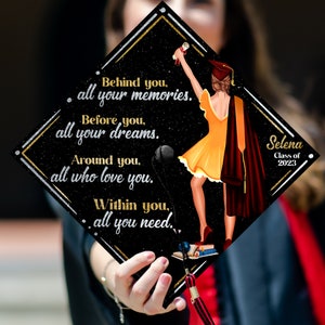 Behind You All Your Memories Graduation Cap Topper,  Custom Cap Decoration for Graduation 2024