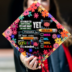 Business - M.B.A Printed Graduation Cap Topper, Motivated Grad Cap Topper, Inspired Graduation Decoration, Class of 2024