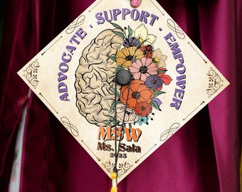 Master Social Worker Graduation Cap Topper, Customized Social Work Grad Cap, Graduation Decoration, Class of 2025