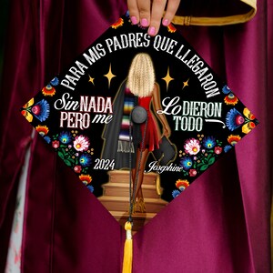 Custom Spanish Graduation Cap Topper, Mis Padres Mexican Grad Cap Topper, Personalized Latin Graduation Decoration