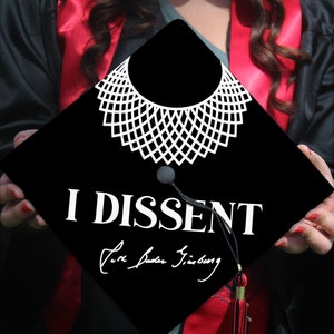Ruth Bader Ginsburg I Dissent Graduation Cap Topper, RBG Feminist Grad Cap Topper, Personalized Graduation Decoration, Class of 2024