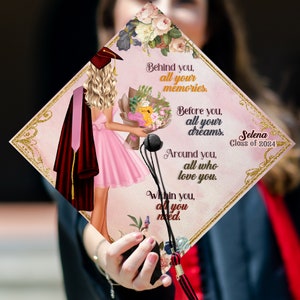 Custom Cap Decoration for Graduation, Personalized Grad Cap Topper Gifts for Her, Class of 2024