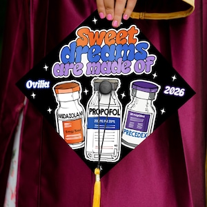 Customized ICU Nurse Graduation Cap Topper, Personalized RN Anesthesia Grad Cap, CRNA Gifts, Class of 2026 image 7