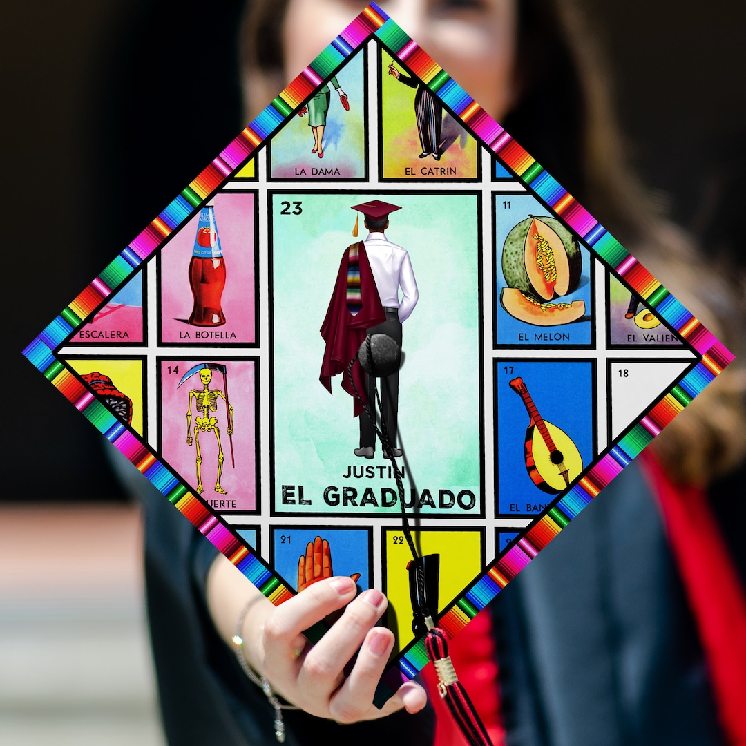 Customized El Graduado Loteria Card Graduation Cap Etsy
