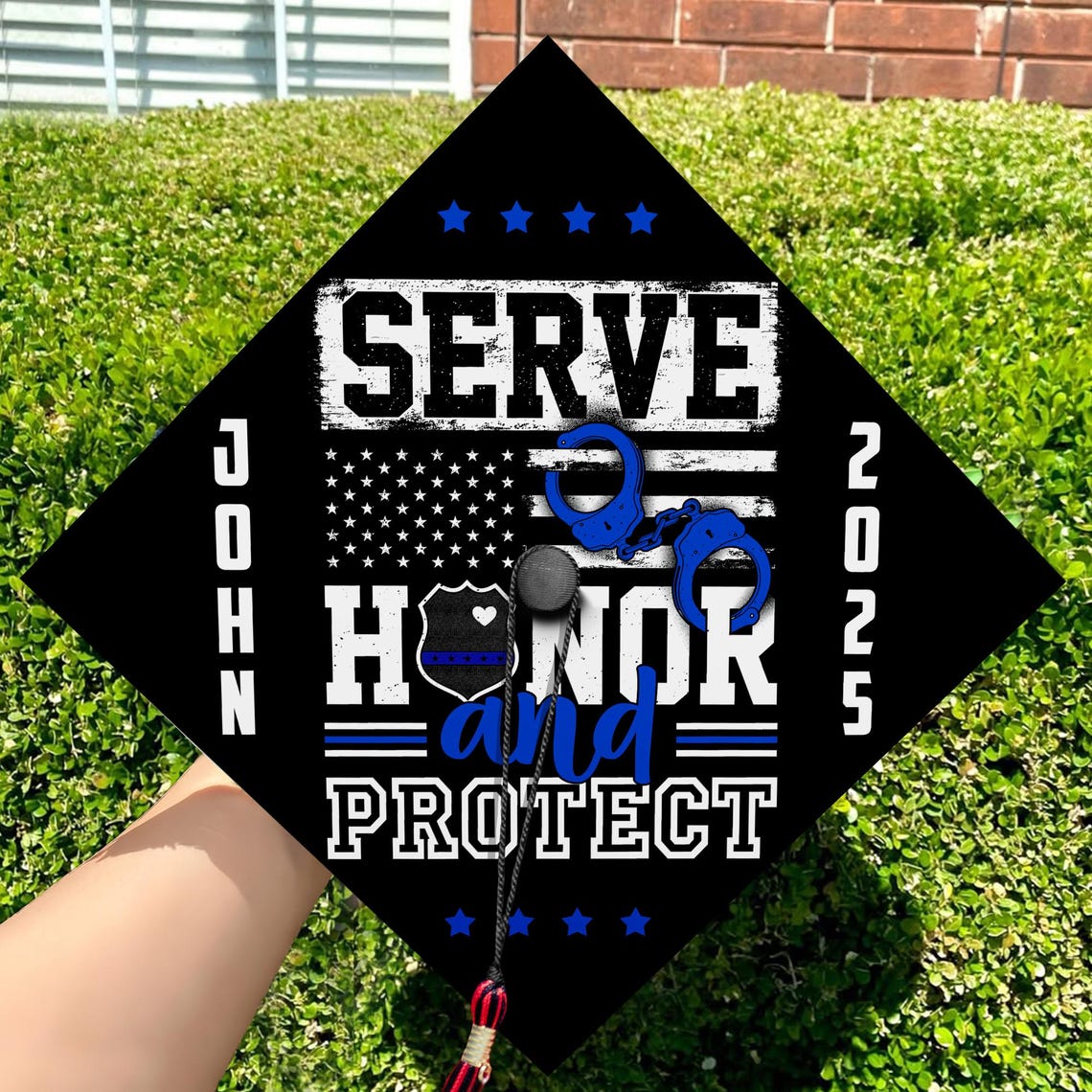 Police Graduation Cap Personalized Police Officer Grad Cap Topper, Custom Graduation ...