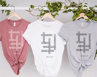 Scrabble shirt with Names of 7 members, Unisex