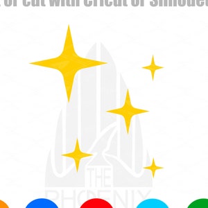 May include: Five yellow stars with a white outline on a white background. The text "THE PHOENIX" is visible in the background. The text "SVG, PNG, PDF, EPS, JPEG" is visible below the stars. The text "You will receive all 5 files formats!" is visible below the text.
