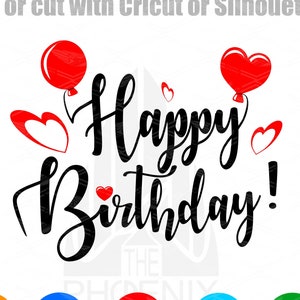 Happy birthday with balloons SVG - Birthday | Texte cursif à la main | SVG file for Cricut Digital Download Digital File