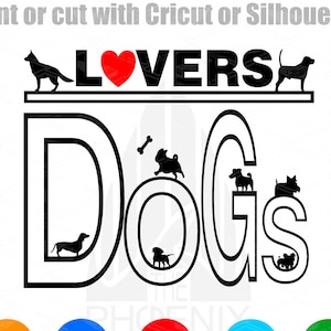 Amoureux des chiens avec 8 silhouettes SVG file for Cricut Instant Digital Download Digital file Décoration de la maison cadeau tee shirt