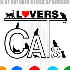 Amoureux des chats SVG | Animaux -  cats lovers SVG file for Cricut Instant Digital Download Digital file