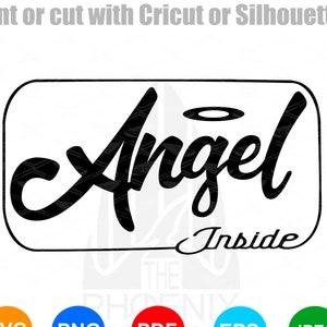 Angel inside SVG | Hand lettered cursive text | SVG file for Cricut Digital Download Digital File