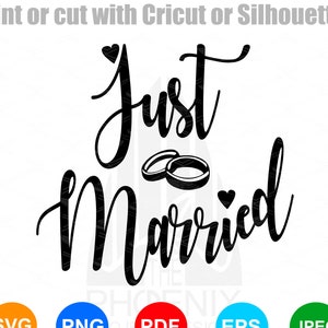 Just Married with wedding rings SVG | wedding and engagement  | SVG file for Cricut Digital Download Digital File
