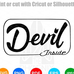 Diable à l'intérieur SVG - Devil inside | Devil inside hand lettering SVG file for Cricut Digital Download Digital File
