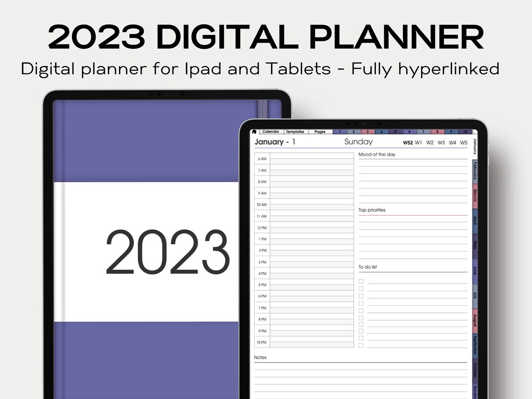 2023 Dated Minimalist Digital Planner in Landscape for Goodnotes on ...