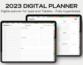 2023 dated minimalist digital planner in landscape for goodnotes on ipad boho planner digital stickers pre cropped png and goodnotes files
