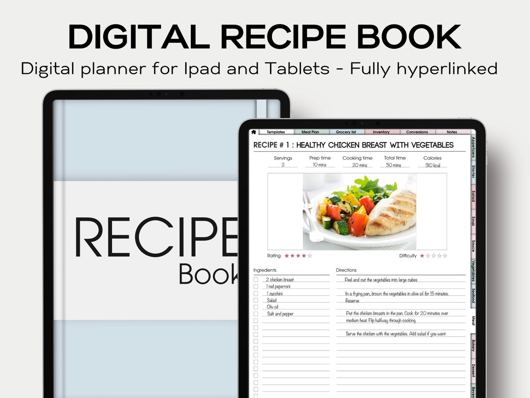 Digital Recipe Book Minimalist Digital Planner in Portrait on iPad ...