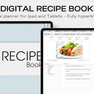 Digital Recipe book minimalist digital planner in portrait on ipad dahlia digital meal planner digital recipe template goodnotes file