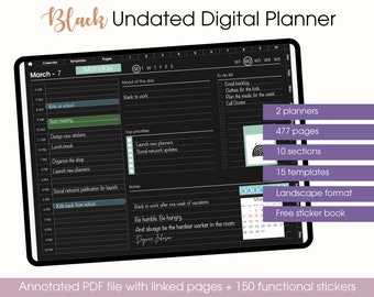 Digital Planner Ipad Planner GoodNotes planner Notability planner Undated minimalist digital planner in landscape with digital stickers