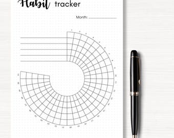 Monthly Habit Tracker Printable | Bullet journal printable | Minimalist planner | Printable journal page | PDF file in US Letter, A4&A5 size