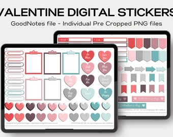 180 Valentine sticker bundle for digital planner stickers pre cropped png and goodnotes files instant download for your digital planners