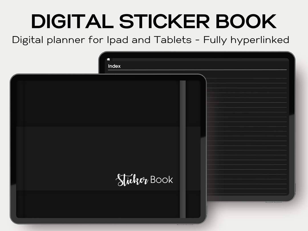 Black Edition Minimalist Digital Sticker Book - Landscape Undated ...