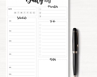 Daily log printable | Bullet journal printable | Minimalist planner | Printable journal page | PDF file in US Letter, A4&A5 size