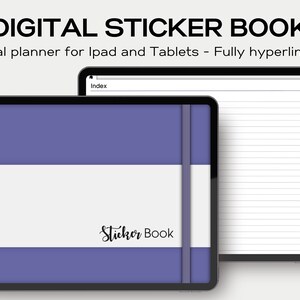 Landscape minimalist Digital Sticker book - Periwinkle undated digital planner with digital stickers pre cropped png and goodnotes files