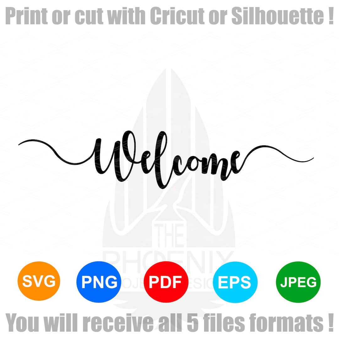 Welcome SVG | Hand Lettered Cursive Text | SVG File for Cricut Digital ...