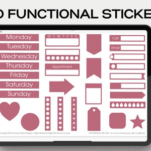 150 functional digital stickers bundle for digital planners in GoodNotes file pre cropped PNG files instant download for ipad planner