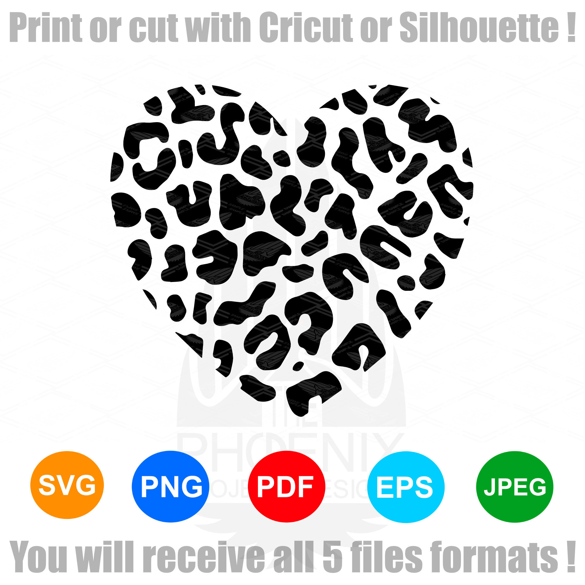 Cuore con motivo leopardato all'interno | Animali | File SVG con motivo