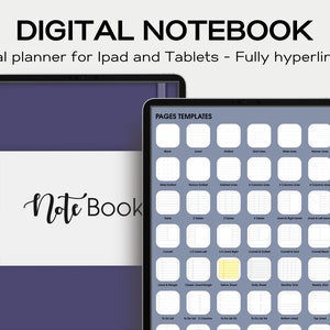 Digital Notebook minimalist digital planner in portrait on ipad periwinkle digital Student Notebook digital notes template goodnotes file
