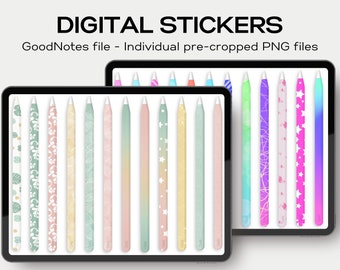 Digital stylus digital pencil for goodnotes on ipad planner digital stickers pre cropped png and goodnotes files