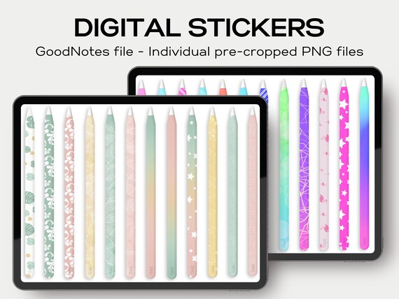 Digital stylus digital pencil for goodnotes on ipad planner digital stickers pre cropped png and goodnotes files