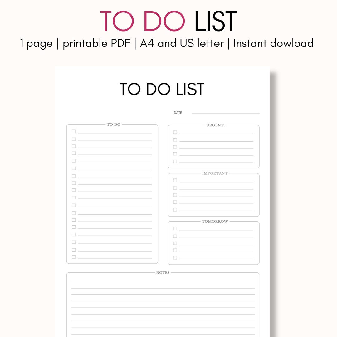 Minimalist Printable to Do List, Minimalist Daily Planner, Task ...