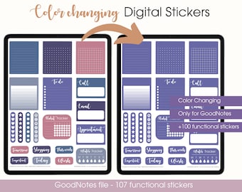 Color Changing Stickers for Goodnotes digital stickers on ipad planner goodnotes files