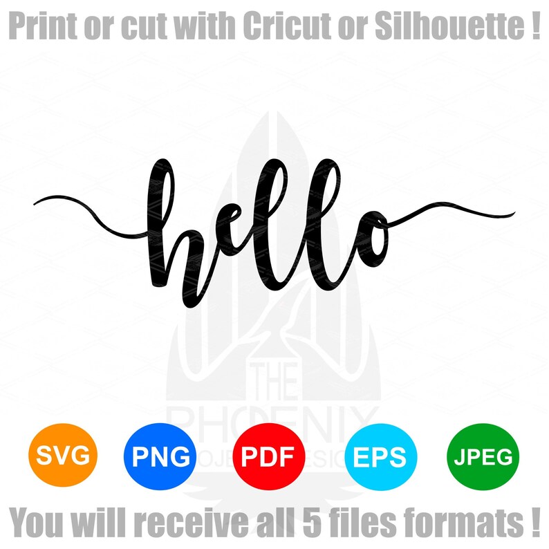 Hello SVG Hand Lettered Cursive Text SVG File for Cricut Digital