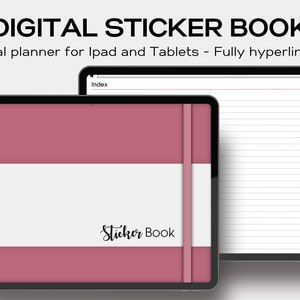 Landscape minimalist Digital Sticker book - Boho Pink undated digital planner with digital stickers pre cropped png and goodnotes files